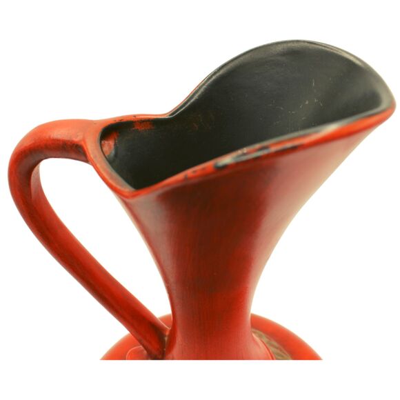 Vintage Haeger Pottery Red Matte Grecian Ewer Pitcher Gold Accents Mid Century - Picture 3 of 8